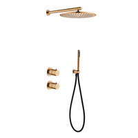 Tuvalu shower set: built-in thermostat, hand shower and wall mounted rain shower