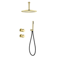 Tuvalu shower set: built-in thermostat, hand shower and ceiling mounted rain shower