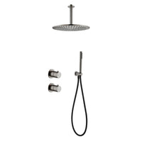 Tuvalu shower set: built-in thermostat, hand shower and ceiling mounted rain shower