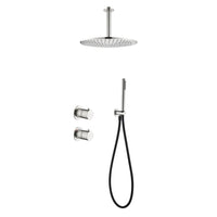 Tuvalu shower set: built-in thermostat, hand shower and ceiling mounted rain shower