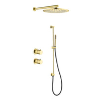 Tuvalu shower set: built-in thermostat, sliding bar and wall mounted rain shower