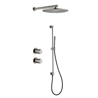 Tuvalu shower set: built-in thermostat, sliding bar and wall mounted rain shower