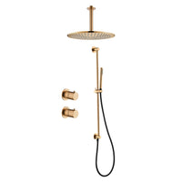 Tuvalu shower set: built-in thermostat, sliding bar and ceiling mounted rain shower