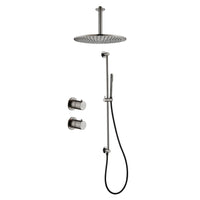 Tuvalu shower set: built-in thermostat, sliding bar and ceiling mounted rain shower