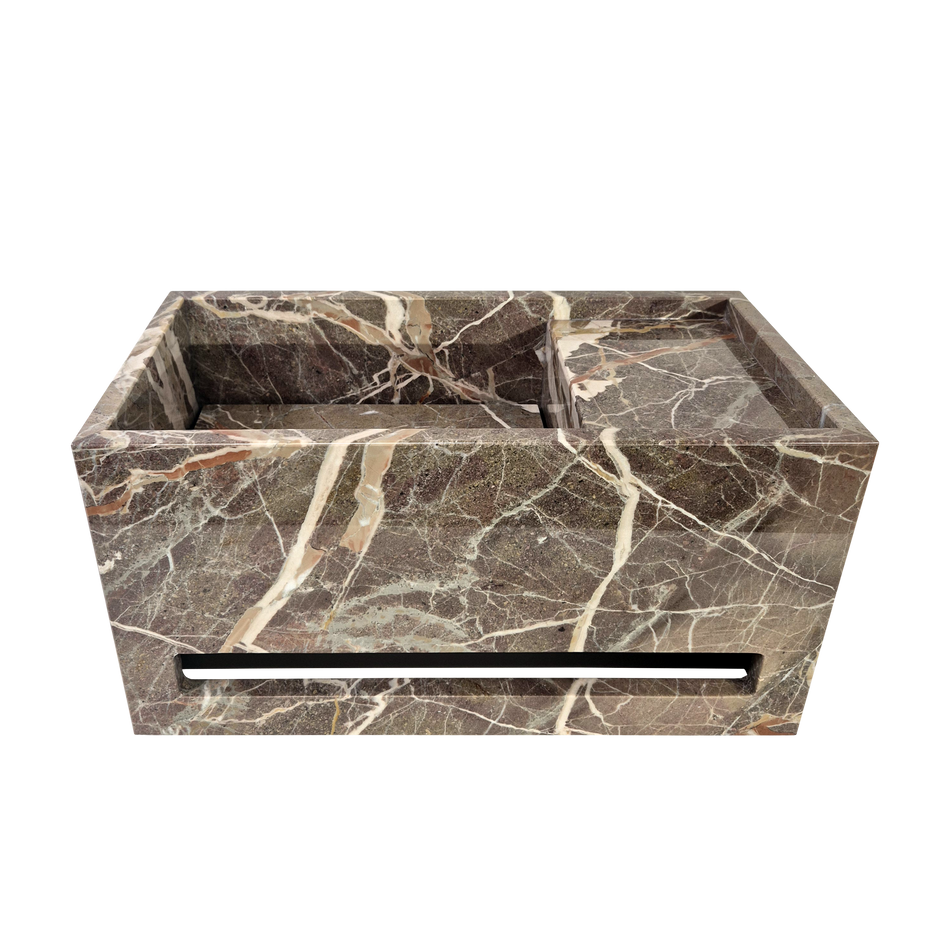 Plate fontein Breccia di Arzo, met handdoekrail