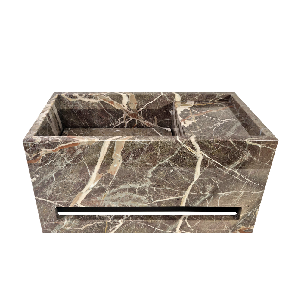 Plate fontein Breccia di Arzo, met handdoekrail