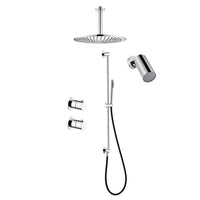 Tuvalu shower set: built-in thermostat, sliding bar and ceiling mounted rain shower