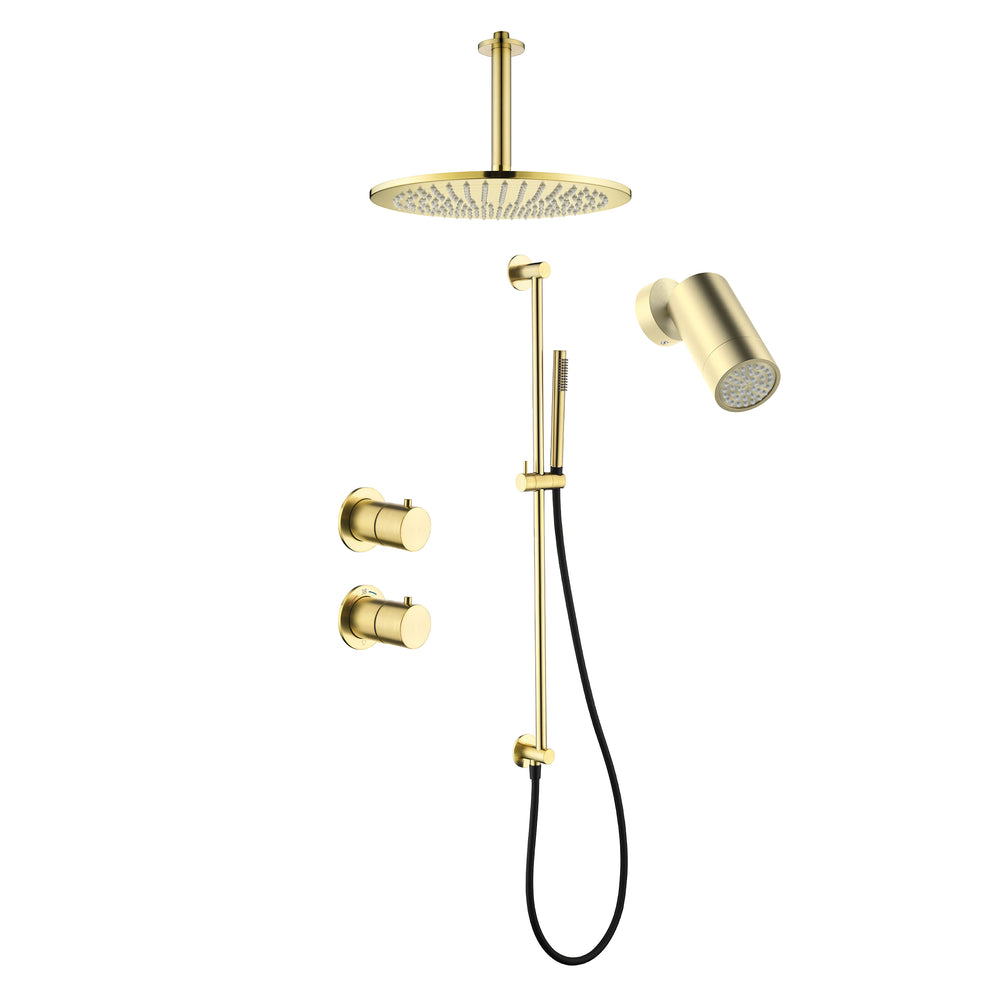 Tuvalu shower set: built-in thermostat, sliding bar and ceiling mounted rain shower