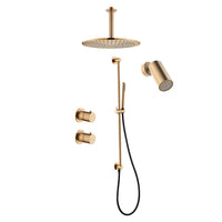 Tuvalu shower set: built-in thermostat, sliding bar and ceiling mounted rain shower