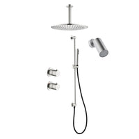 Tuvalu shower set: built-in thermostat, sliding bar and ceiling mounted rain shower
