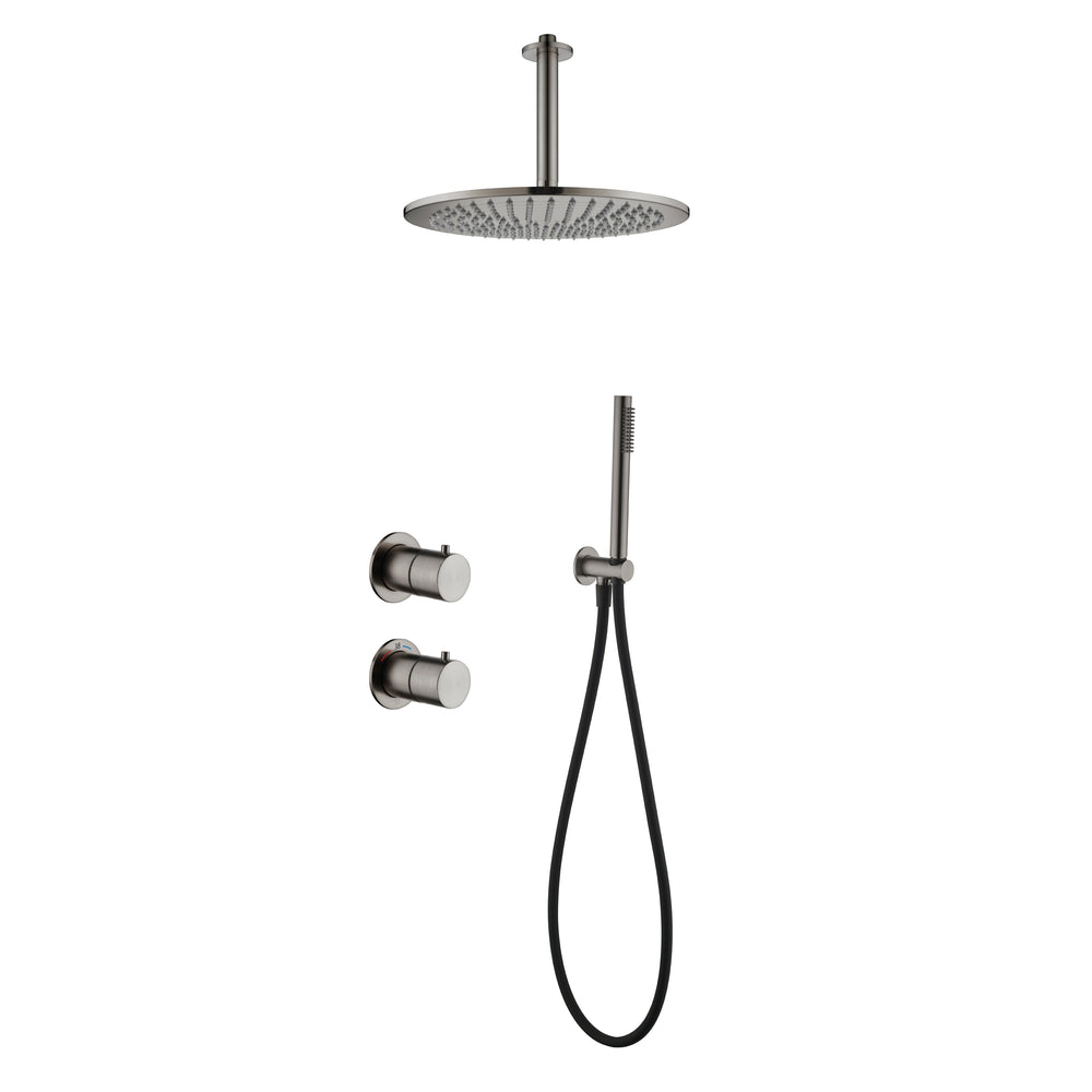 Tuvalu shower set: built-in thermostat, hand shower and ceiling mounted rain shower