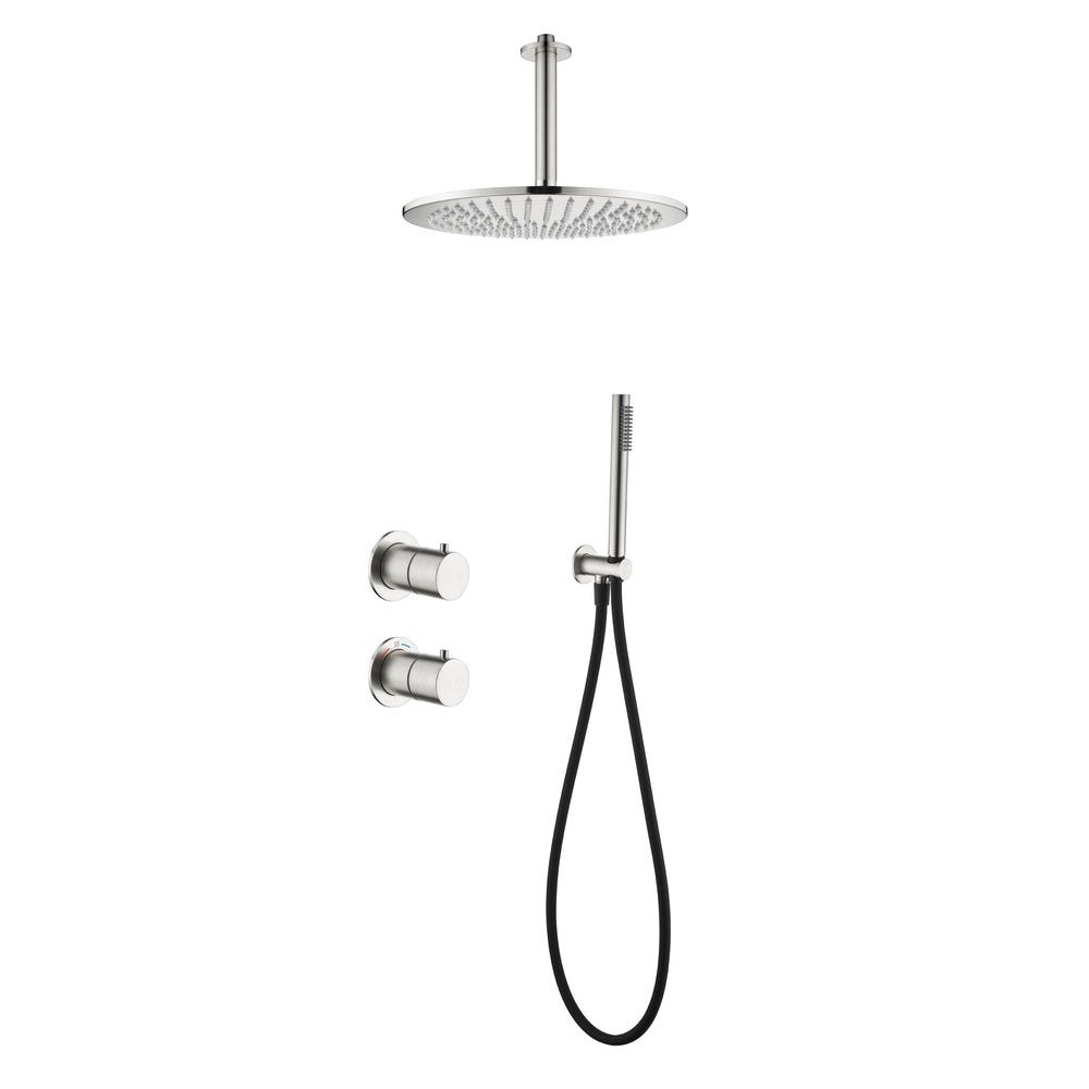 Tuvalu shower set: built-in thermostat, hand shower and ceiling mounted rain shower