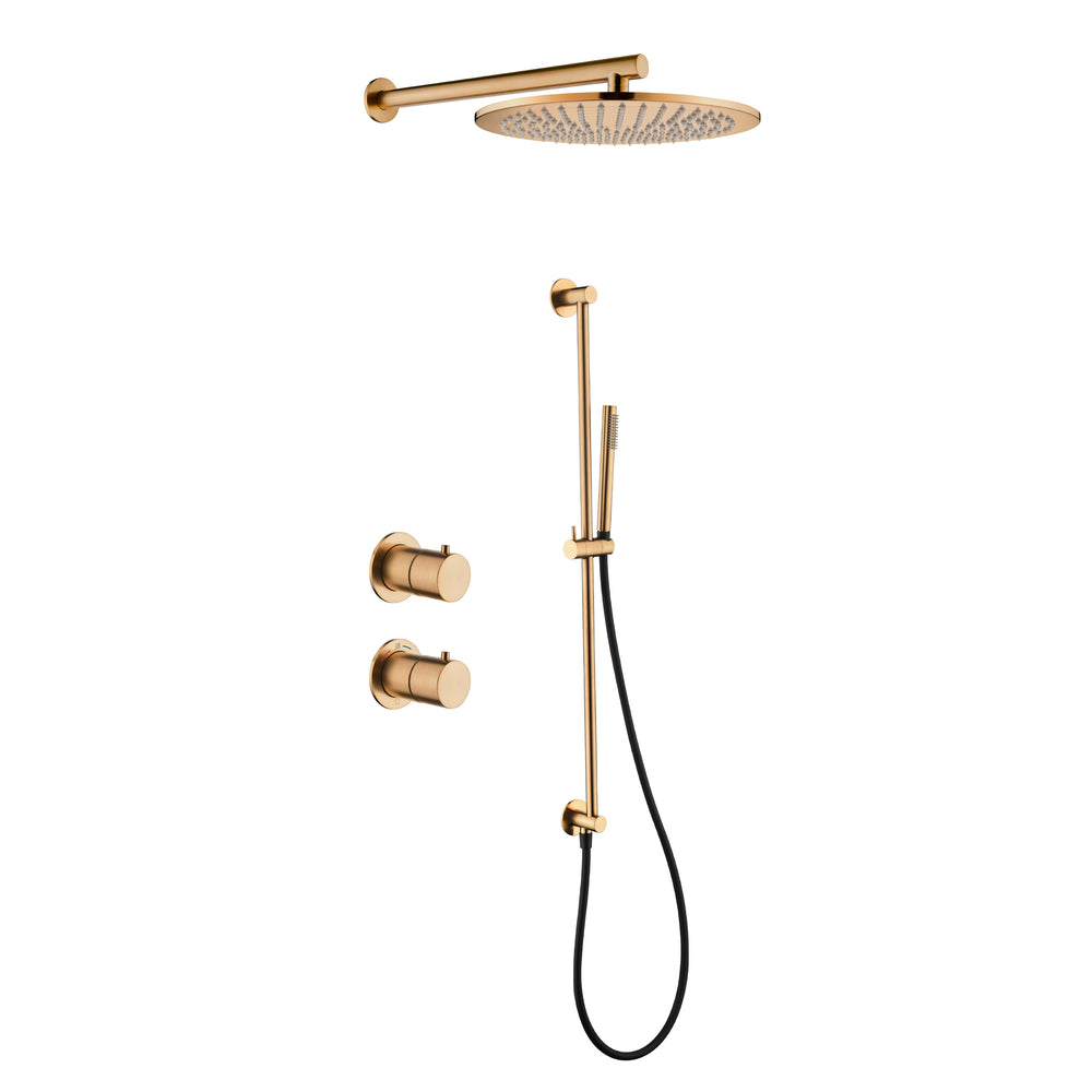 Tuvalu shower set: built-in thermostat, sliding bar and wall mounted rain shower