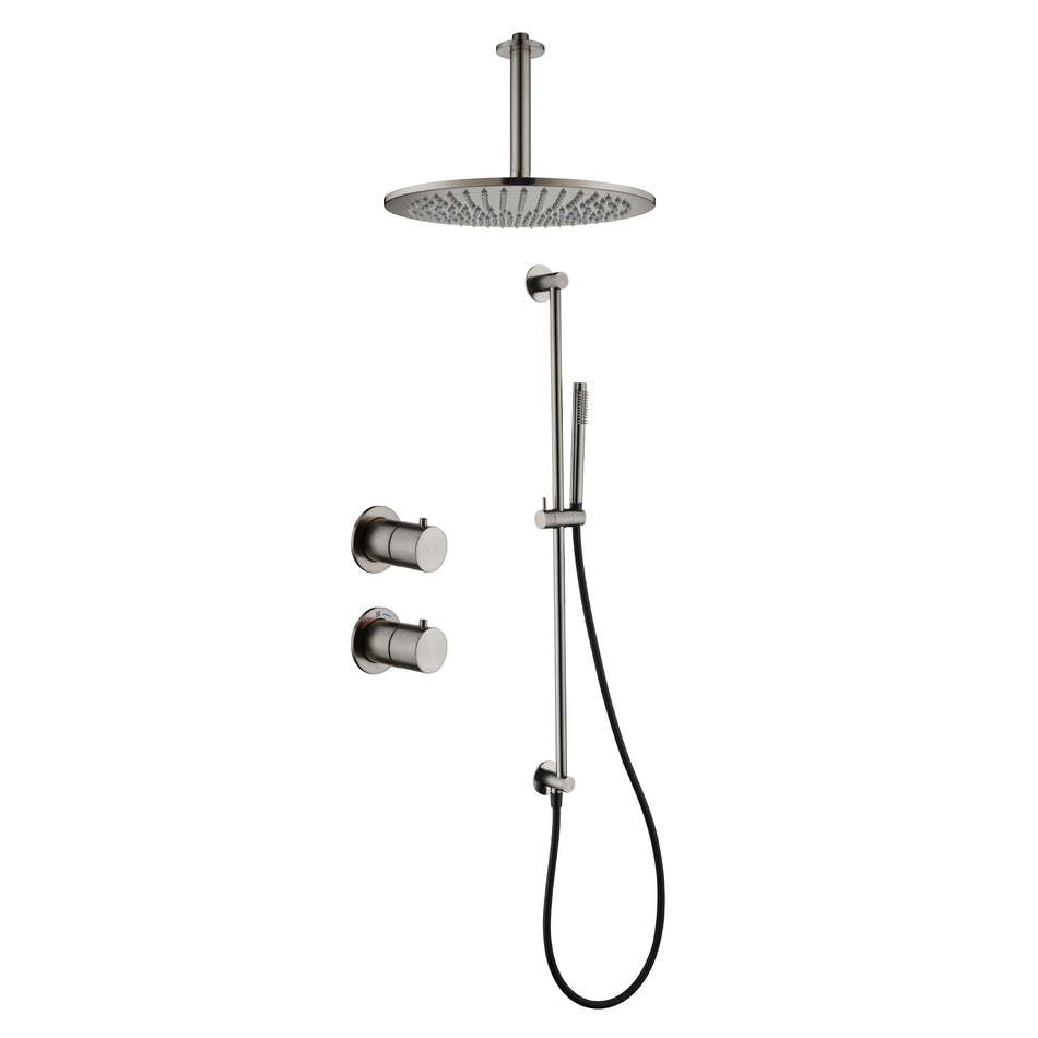 Tuvalu doucheset: inbouw thermostaat, glijstang doucheset en hoofddouche plafond