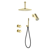 Tuvalu shower set: built-in thermostat, hand shower and ceiling mounted rain shower