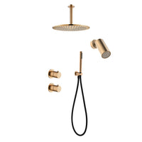 Tuvalu shower set: built-in thermostat, hand shower and ceiling mounted rain shower