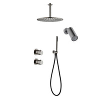 Tuvalu shower set: built-in thermostat, hand shower and ceiling mounted rain shower