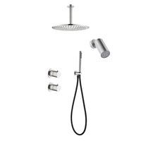 Tuvalu shower set: built-in thermostat, hand shower and ceiling mounted rain shower