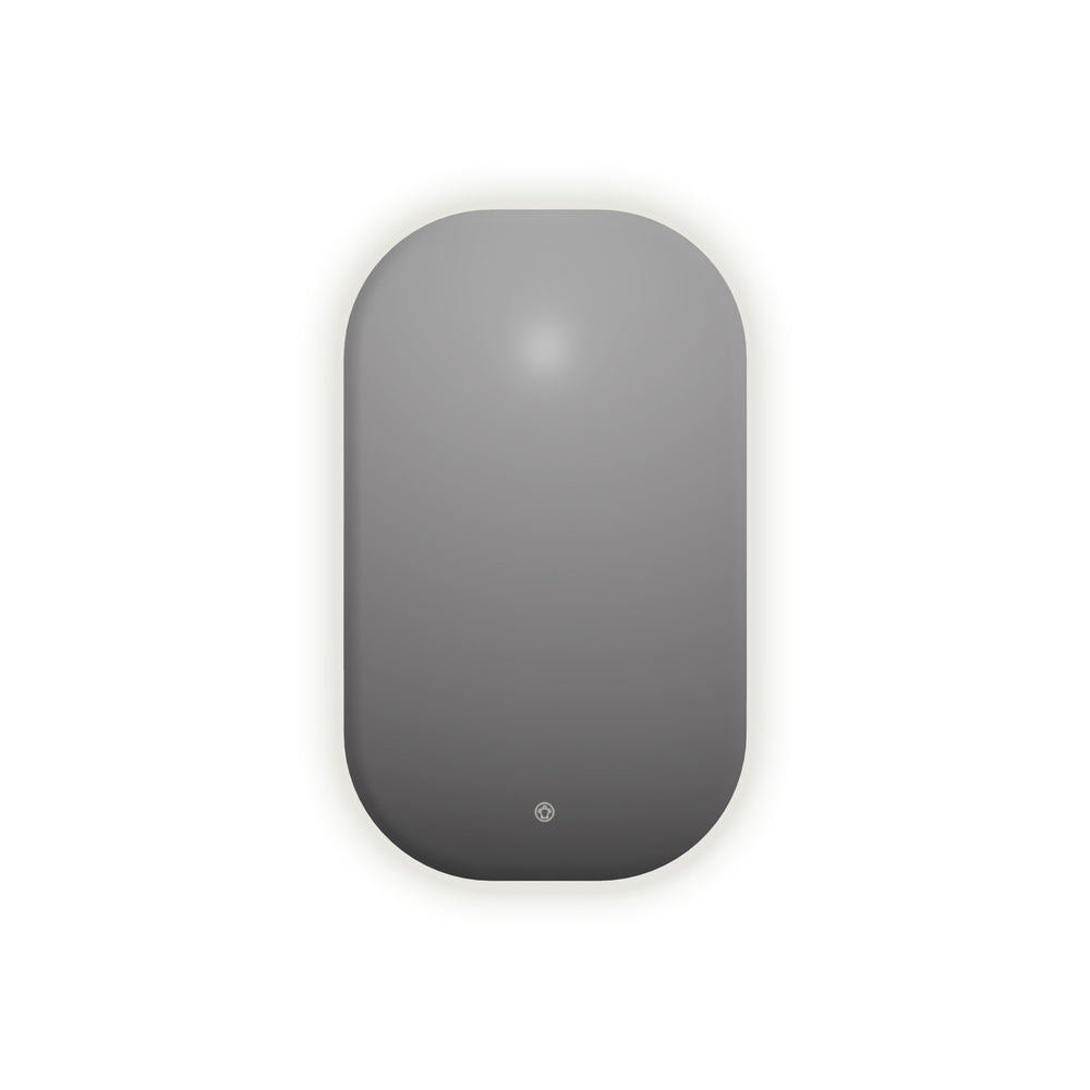Simple oval vertical mirror including lighting and heating